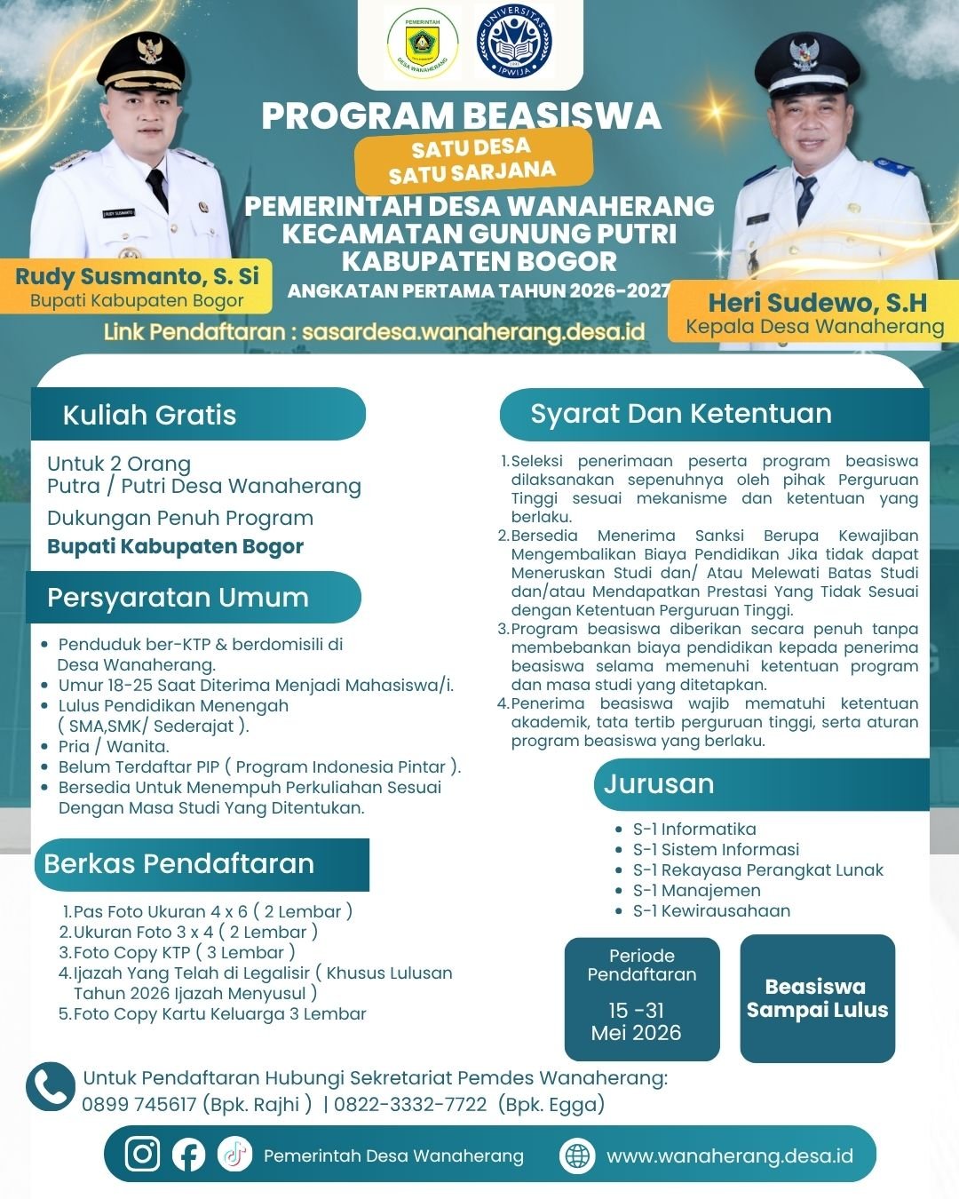 PENGUMUMAN BEASISWA DESA WANAHERANG